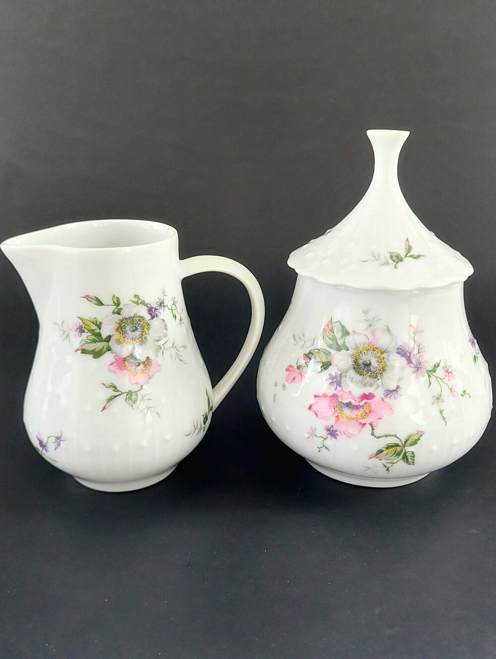 Vintage Limoges Georges Boyer "Eglantine" Creamer & Sugar Bowl Set